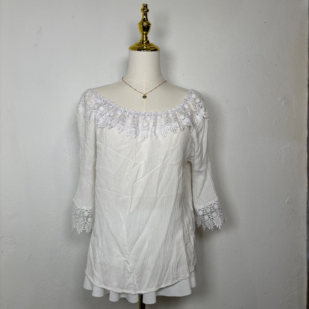 love university lace offshoulder white blouse coquette boho whimsy fairy granola